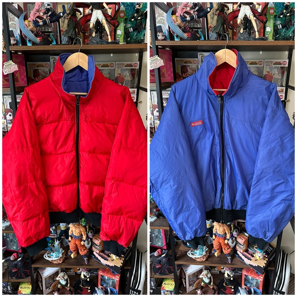 Vintage Columbia Reversible Puffer Jacket Men’s L Red Blue